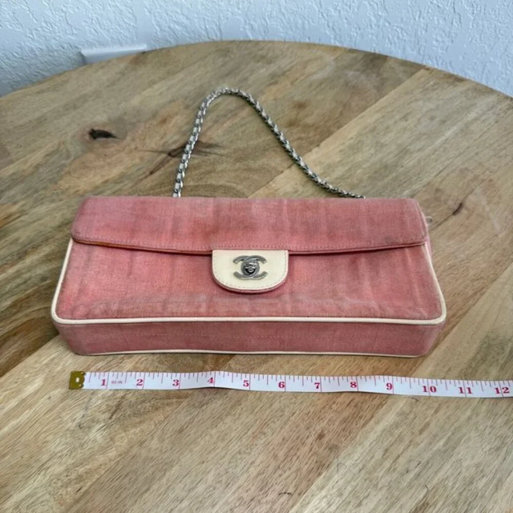 Chanel Pink Chocolate Bar Canvas Shoulder Bag